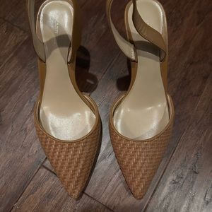 Ann Taylor sling-back heels with woven details